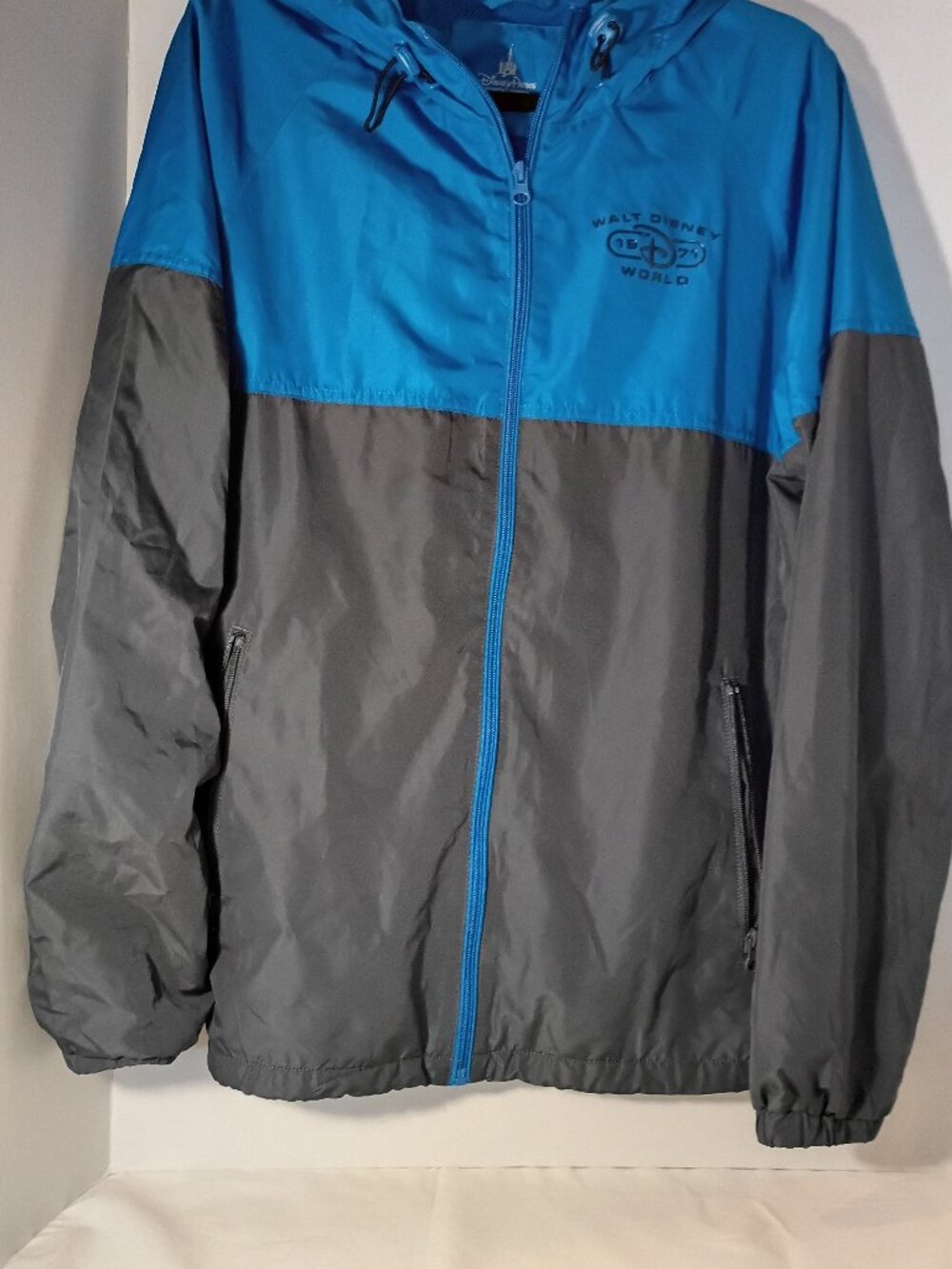 Disney Parks Walt Disney World 1971 Unisex Windbreaker Jacket Blue Gray Small